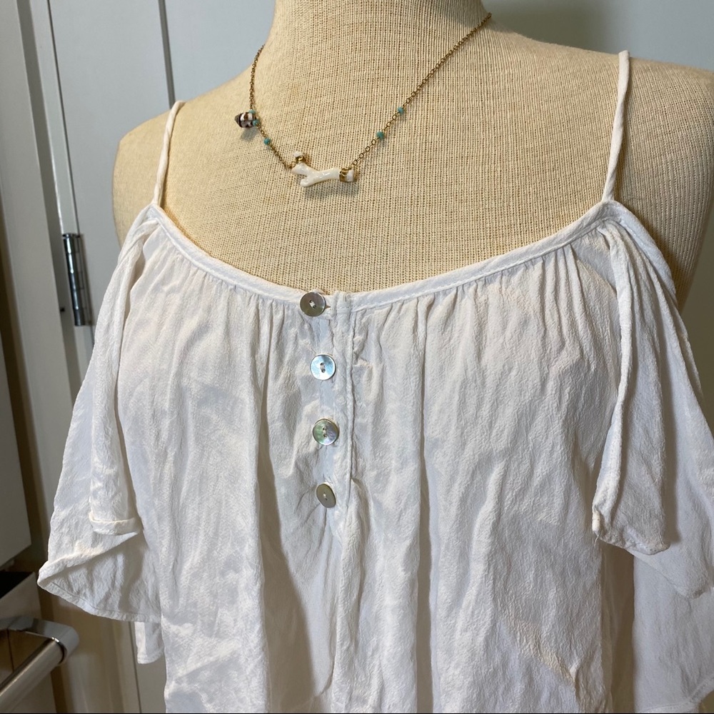 Cold Shoulder Flutter Top - Picture 3 of 11
